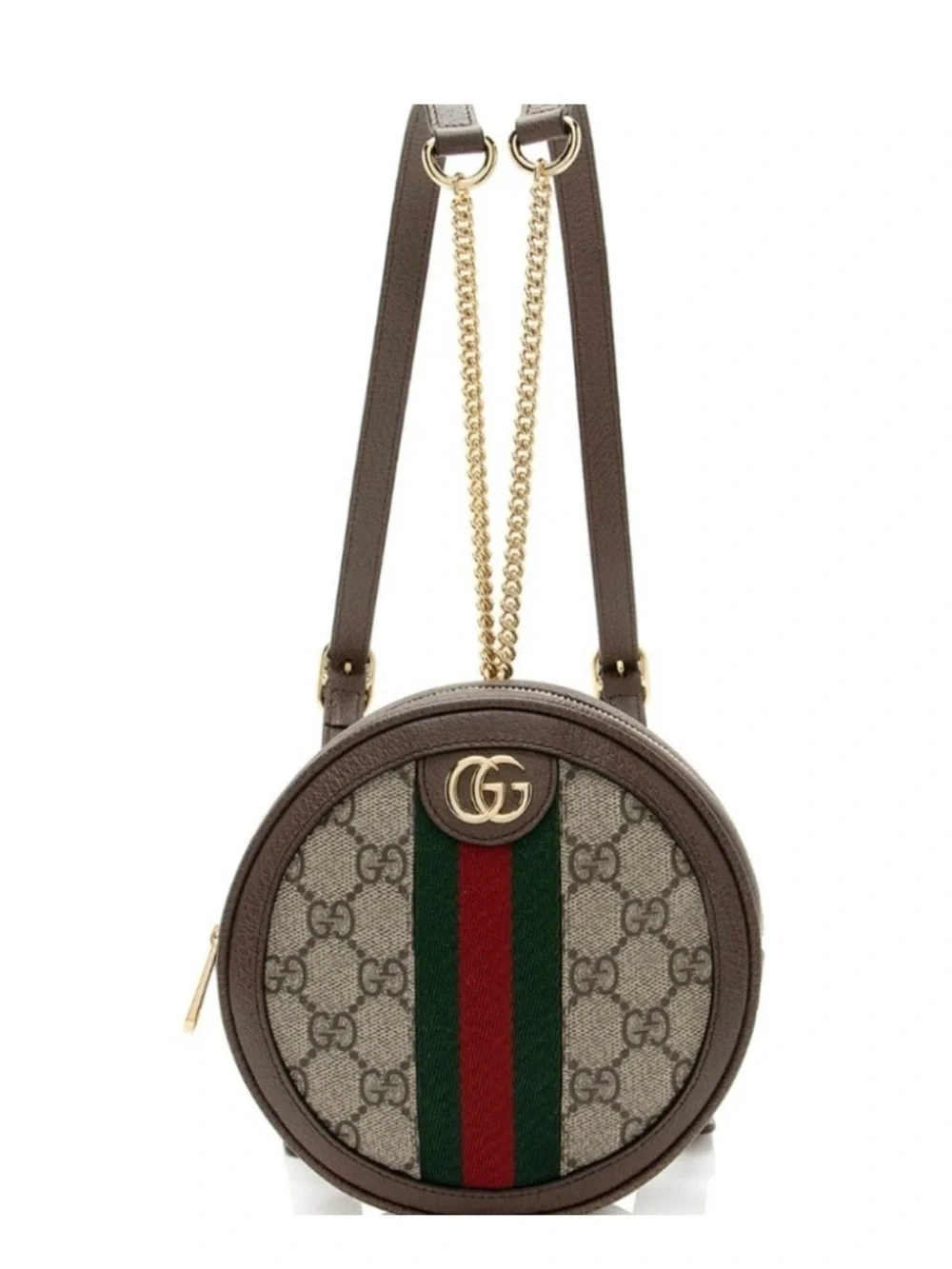 Gucci Ophdia Classic Brown and Green Coin Back Bag,
